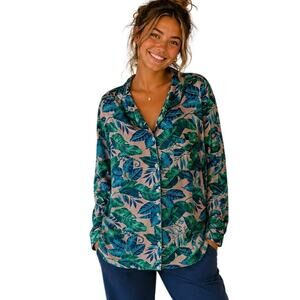 Printfresh Chameleon Pajama Top Womens Medium Rainforest Lounge PJ  Organic
